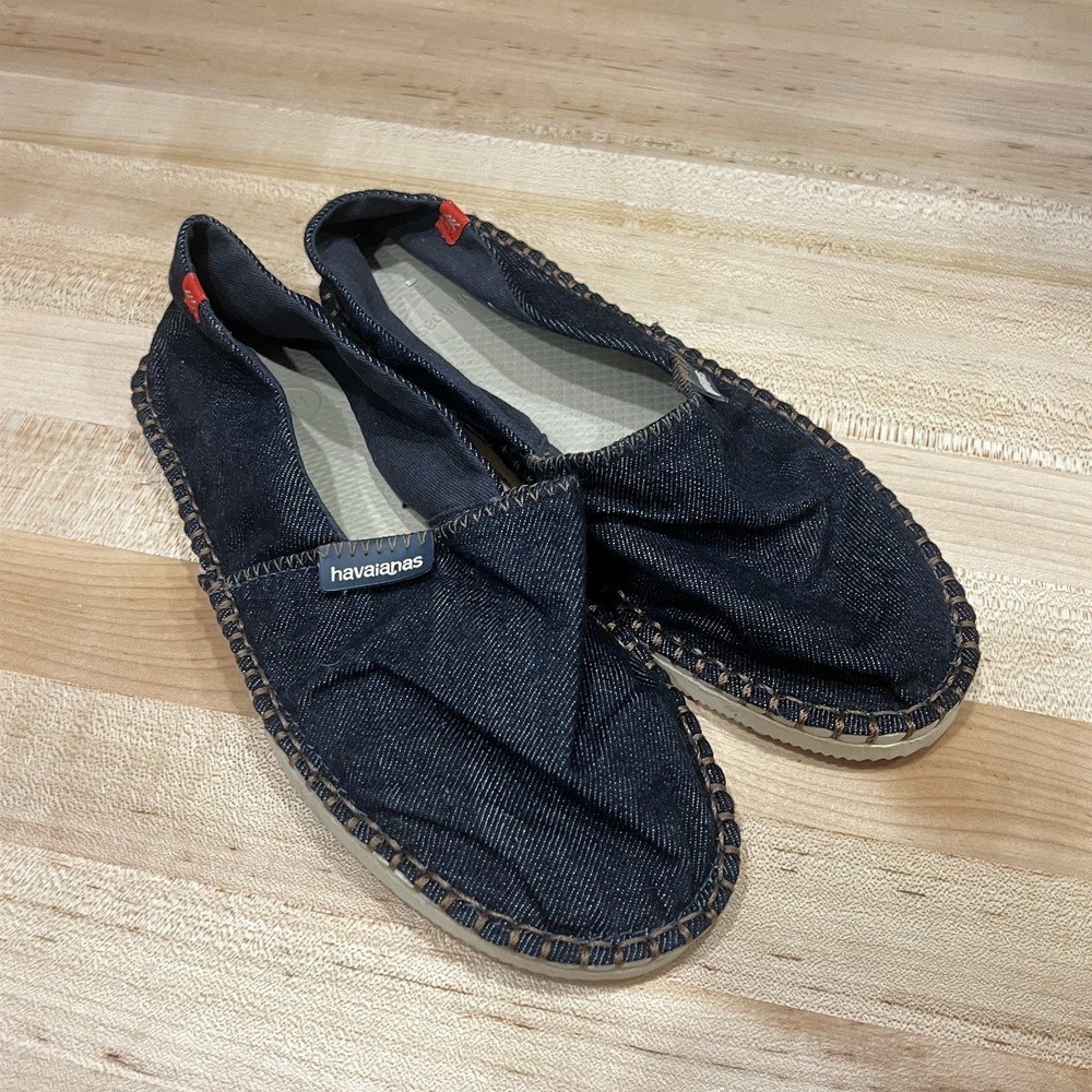 Havaianas Espadrilles Blue Denim Casual Slip-On Flats Women's Size 6.5